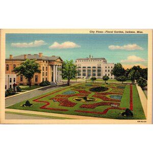 Postcard,Vintage, City Plaza & Floral Gardens, Jackson, MS, 1920s-30s (PC69)